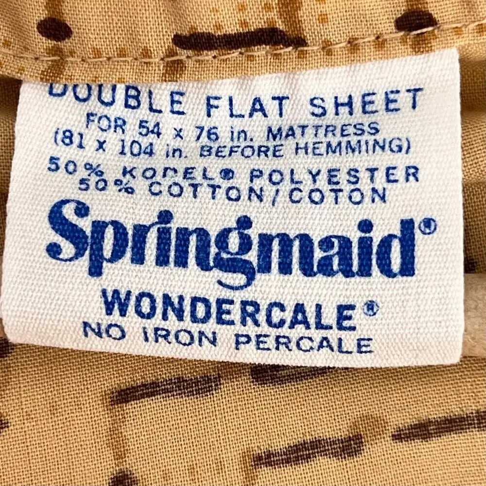 80s Artisanal Earth Tone Sheet Set 1980s Vintage Double Springmaid 4 Piece Set